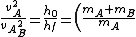 \frac{v_A^2}{v_A_B^2} =\frac{h_0}{h_f} = \left(\frac{m_A + m_B}{m_A}\right)^2